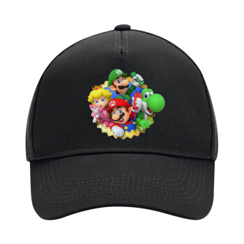 Super mario and Friends, Adult Ultimate Hat BLACK, (100% COTTON DRILL, ADULT, UNISEX, ONE SIZE)