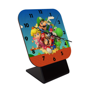 Super mario and Friends, Quartz Table clock in natural wood (10cm)
