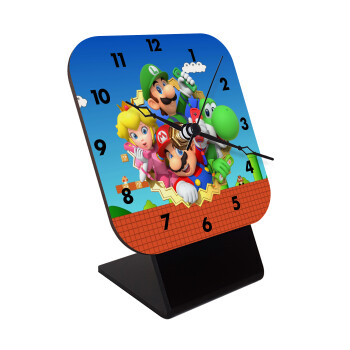 Super mario and Friends, Quartz Wooden table clock with hands (10cm)