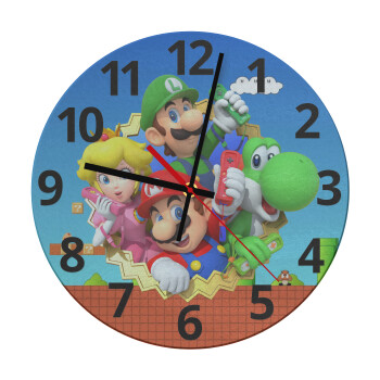 Super mario and Friends, Ρολόι τοίχου γυάλινο (30cm)