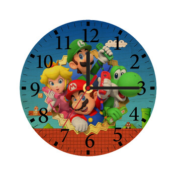 Super mario and Friends, Ρολόι τοίχου ξύλινο plywood (20cm)