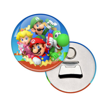 Super mario and Friends, Μαγνητάκι και ανοιχτήρι μπύρας στρογγυλό διάστασης 5,9cm