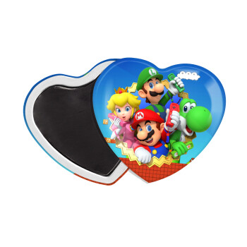 Super mario and Friends, Μαγνητάκι καρδιά (57x52mm)