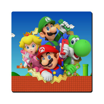 Super mario and Friends, Τετράγωνο μαγνητάκι ξύλινο 6x6cm