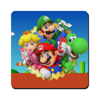 Super mario and Friends, Τετράγωνο μαγνητάκι ξύλινο 9x9cm