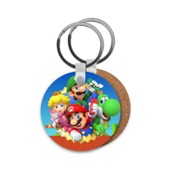 Super mario and Friends, Μπρελόκ Ξύλινο στρογγυλό MDF Φ5cm