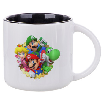 Super mario and Friends, Κούπα κεραμική 400ml Λευκή/Μαύρη