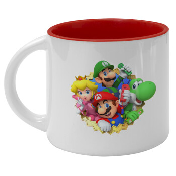 Super mario and Friends, Κούπα κεραμική 400ml Λευκή/Κόκκινη