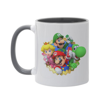 Super mario and Friends, Κούπα χρωματιστή γκρι, κεραμική, 330ml