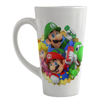 Super mario and Friends, Κούπα κωνική Latte Μεγάλη, κεραμική, 450ml