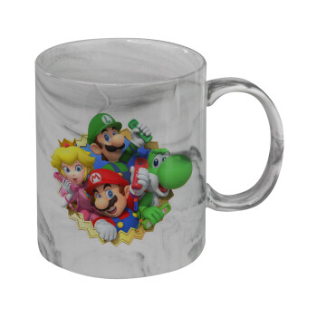 Super mario and Friends, Mug ceramic marble style, 330ml