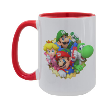 Super mario and Friends, Κούπα Mega 15oz, κεραμική Κόκκινη, 450ml