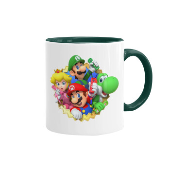 Super mario and Friends, Mug colored green, ceramic, 330ml