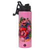 Metallic water bottle with safety lid, 850ml aluminum