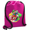 Backpack pouch GYMBAG Fuchsia, with pocket (40x48cm) & thick cords