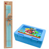 Easter Set, children's snack container BLUE & Easter aromatic flat candle (30cm) (TURQUOISE)