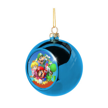 Super mario and Friends, Χριστουγεννιάτικη μπάλα δένδρου Μπλε 8cm