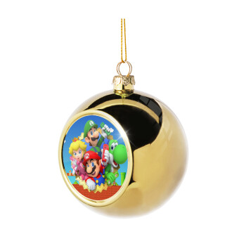 Super mario and Friends, Golden Christmas tree ball ornament 8cm