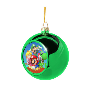 Super mario and Friends, Χριστουγεννιάτικη μπάλα δένδρου Πράσινη 8cm