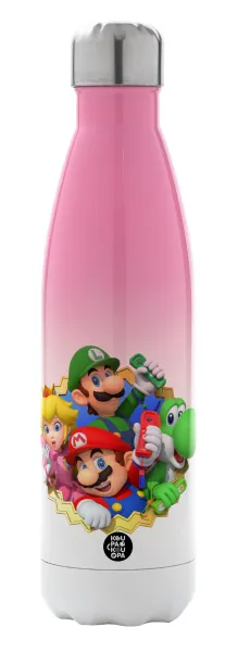 Super mario and Friends — Metal mug thermos Pink/White (Stainless steel), double wall, 500ml