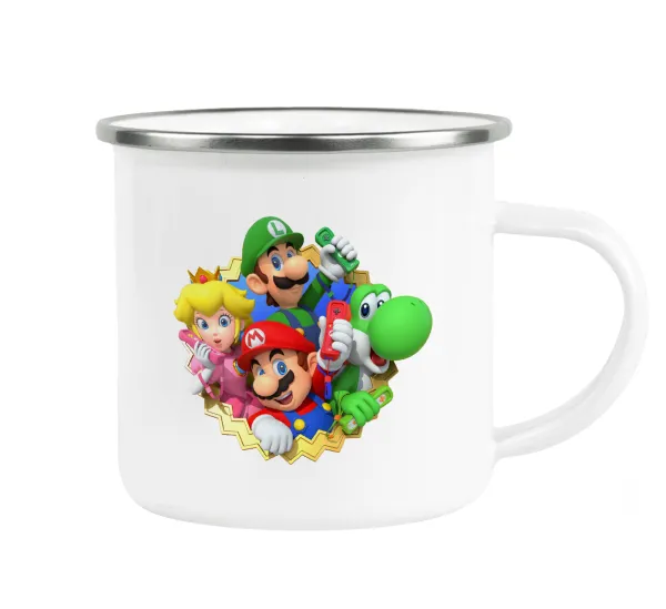 Super mario and Friends — Κούπα Μεταλλική εμαγιέ λευκη 360ml