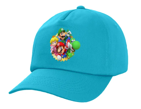 Super mario and Friends — Adult Baseball Cap, 100% Cotton, Blue (COTTON, ADULT, UNISEX, ONE SIZE)