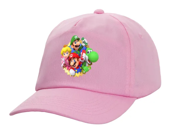 Super mario and Friends — Καπέλο Ενηλίκων Baseball, 100% Βαμβακερό,  ΡΟΖ (ΒΑΜΒΑΚΕΡΟ, ΕΝΗΛΙΚΩΝ, UNISEX, ONE SIZE)