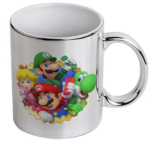 Super mario and Friends — Κούπα κεραμική, ασημένια καθρέπτης, 330ml