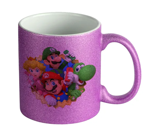 Super mario and Friends — Κούπα Μωβ Glitter που γυαλίζει, κεραμική, 330ml