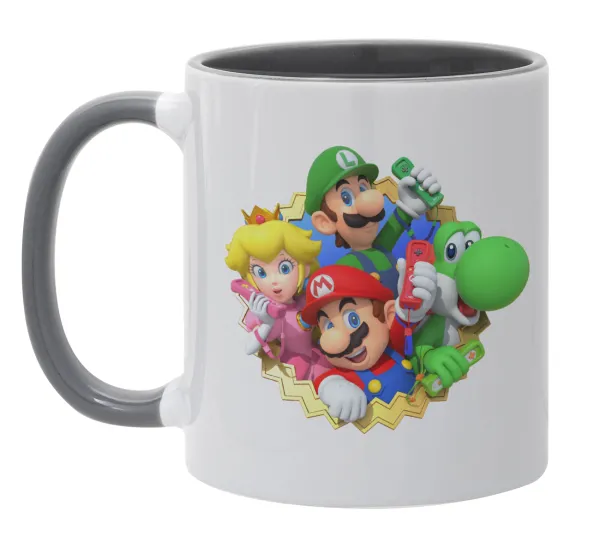 Super mario and Friends — Κούπα χρωματιστή γκρι, κεραμική, 330ml