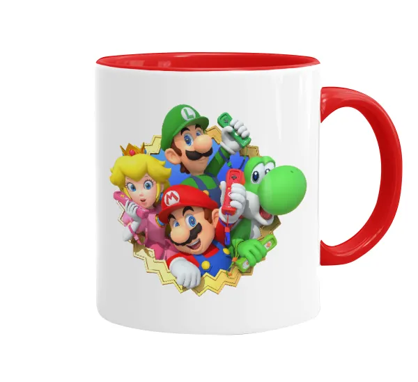 Super mario and Friends — Κούπα χρωματιστή κόκκινη, κεραμική, 330ml