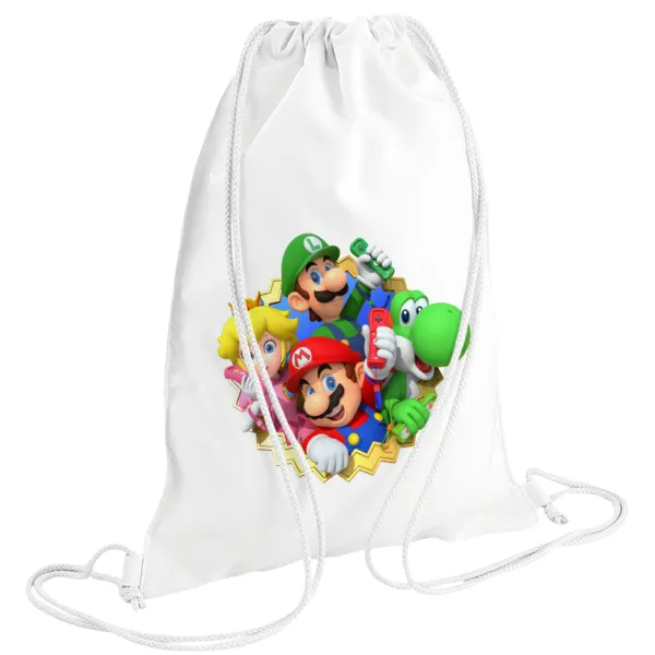 Super mario and Friends — Backpack pouch GYMBAG white (28x40cm)