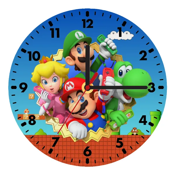 Super mario and Friends — Ρολόι τοίχου ξύλινο (20cm)