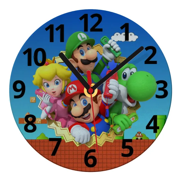 Super mario and Friends — Ρολόι τοίχου γυάλινο 20cm