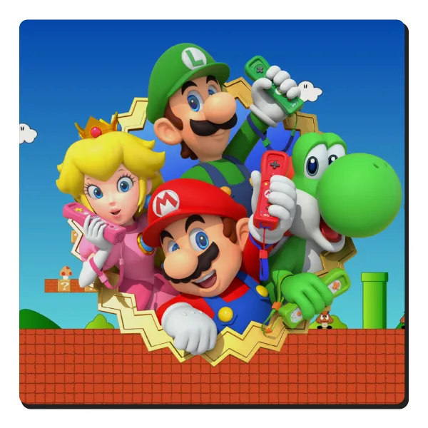 Super mario and Friends — Square wooden magnet, 6x6cm