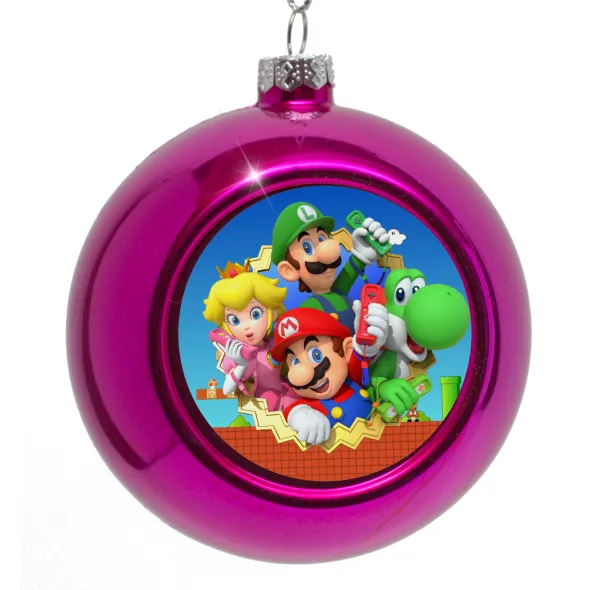 Super mario and Friends — Purple Christmas tree ornament bauble 8cm