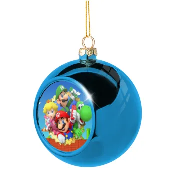 Super mario and Friends, Blue Christmas tree ball ornament 8cm