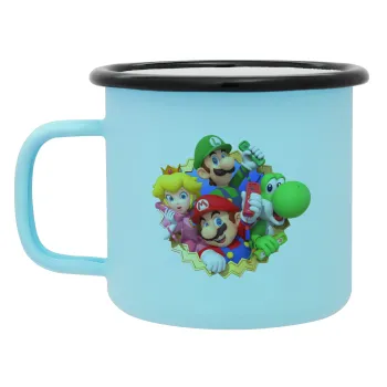 Super mario and Friends, Κούπα Μεταλλική εμαγιέ ΜΑΤ σιέλ 360ml