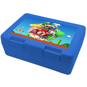 Super mario and Friends, Children's cookie container BLUE 185x128x65mm (BPA free plastic)