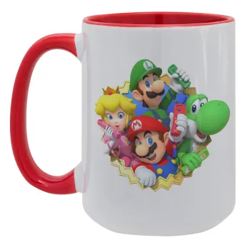 Super mario and Friends, Κούπα Mega 15oz, κεραμική Κόκκινη, 450ml