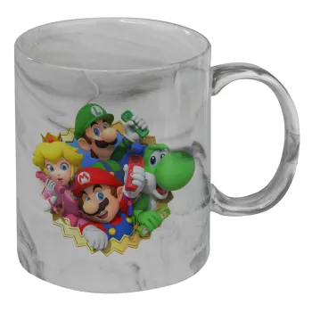 Super mario and Friends, Mug ceramic marble style, 330ml