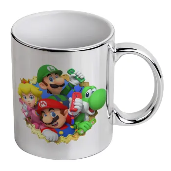 Super mario and Friends, Κούπα κεραμική, ασημένια καθρέπτης, 330ml