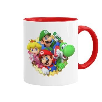 Super mario and Friends, Mug colored red, ceramic, 330ml