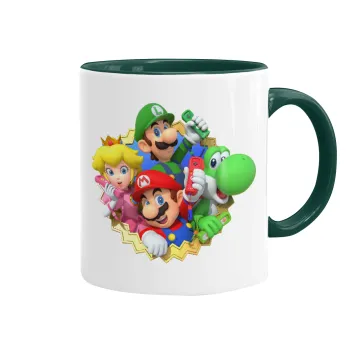 Super mario and Friends, Mug colored green, ceramic, 330ml