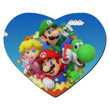 Super mario and Friends, Mousepad heart 23x20cm
