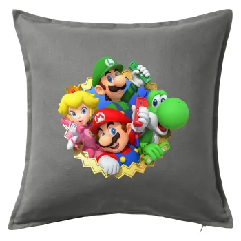 Super mario and Friends, Sofa cushion Grey 50x50cm includes filling