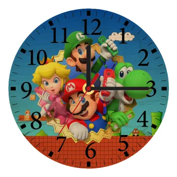 Super mario and Friends, Ρολόι τοίχου ξύλινο plywood (20cm)