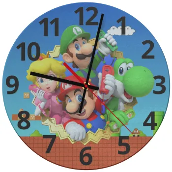 Super mario and Friends, Ρολόι τοίχου γυάλινο (30cm)