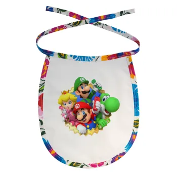 Super mario and Friends, Σαλιάρα μωρού αλέκιαστη με κορδόνι Χρωματιστή