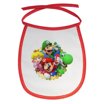 Super mario and Friends, Σαλιάρα μωρού αλέκιαστη με κορδόνι Κόκκινη